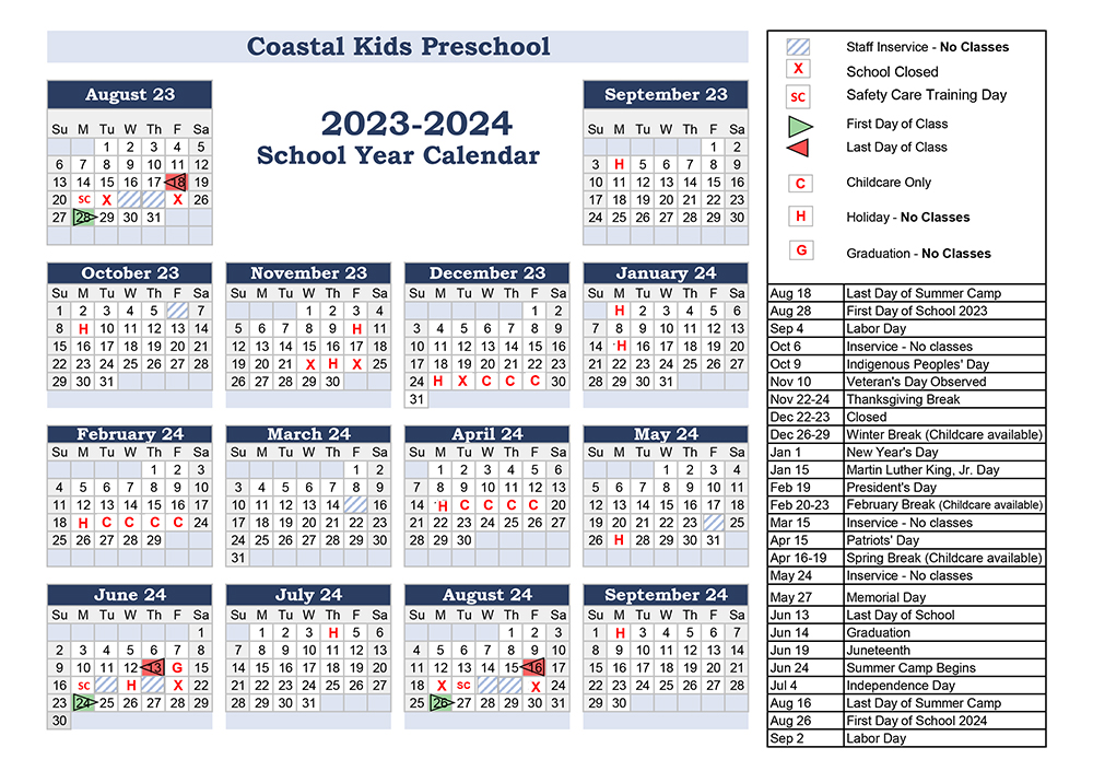 Image of 2023-2024 school calendar